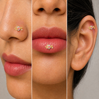 Bijoux de piercing corporel personnalisés ZUOLA : Boucles d'oreilles pour cartilage, clous de nez, anneaux de lèvre avec tiges en titane chirurgical et placage or 18 carats