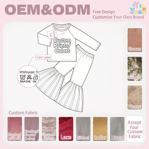 Ensemble de vêtements <span class=keywords><strong>pour</strong></span> filles de 2 ans avec impression graphique personnalisée, ensemble de vêtements <span class=keywords><strong>pour</strong></span> filles de 2 ans avec t-shirt à manches longues raglan et pantalon évasé à pattes d'éléphant - Product Image 2
