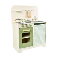 Cuisine de jeu en bois standard UE/US avec évier, cuisinière et rangement – Jouet éducatif de simulation de cuisine pour enfants