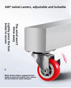Stendibiancheria Pieghevole a Doppio Livello in Acciaio Inox Resistente 2M, Antivento, per Alimenti, Spezie, Vestiti, da Bagno - Product Image 5