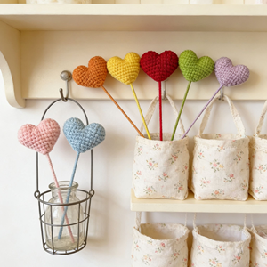 Ramo <span class=keywords><strong>de</strong></span> <span class=keywords><strong>Flores</strong></span> <span class=keywords><strong>de</strong></span> Corazón Tejido a Crochet, Tallos <span class=keywords><strong>de</strong></span> Corazón <span class=keywords><strong>de</strong></span> Amor Eterno para el Día <span class=keywords><strong>de</strong></span> San Valentín, Decoración del Hogar - Product Image 5