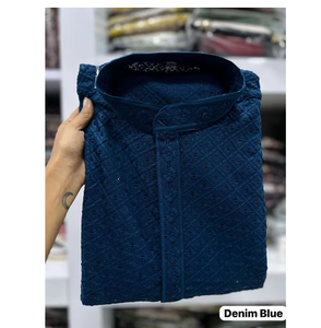 Kurta Pajama Tradicional Étnica para Hombre, Estilo Seda, Hecha a Mano en Pakistán e India, para Bodas y Fiestas - Product Image 4