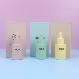 High Quality Frosted Cylinder Customized Essential Oil Lotion Cosmetic1oz Pink Glass <b>Dropper</b> <b>Bottle</b> 30ml with Box - Product Image 5