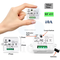 Modul Sensor Pintu Jendela Mini Set Saklar Lampu RF 433MHz 110V 220V 10A Saklar Kontrol Jarak Jauh untuk Otomatisasi Rumah Pintar