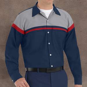 Camisa personalizada Performance Tech Workwear para hombre Azul Marino/rosa/gris claro-tamaño mediano - Product Image 1