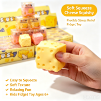 Jouet Squishy Bloc de Fromage Mignon, Doux, à l'Huile de Coco et Vaseline, Anti-Stress, Jouet Sensoriel à Presser, Simulation Alimentaire, pour Fête d'Anniversaire d'Enfants
