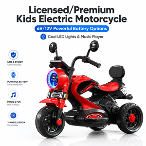 Triciclo Eléctrico para Niños de 3 Ruedas, Motocicleta con Luces LED, Música, Pedal, Batería, Juguete para Niños Pequeños, Certificado - Product Image 1