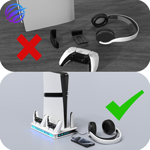 Rgb siêu mỏng đứng trạm làm mát cho ps5/ps5 Slim/ps5pro đĩa kỹ thuật số giao diện điều khiển sạc đứng sạc ps5 điều khiển sạc - Product Image 6