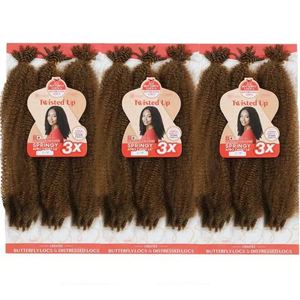 Lot <span class=keywords><strong>de</strong></span> 3 mèches <span class=keywords><strong>de</strong></span> cheveux pré-étirées Afro Kinky <span class=keywords><strong>pour</strong></span> tresses, 205g, 24 pouces, couleur gris, extensions Cuban Twist - Product Image 1