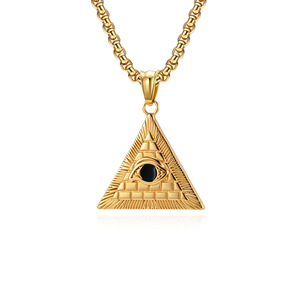 Collier avec pendentif en forme de pyramide égyptienne ancienne, en alliage de zinc doré, bijoux unisexes, cadeau - Product Image 1