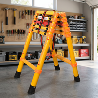 Escalera Telescópica Industrial Plegable de 6 Peldaños, Aislada y Moderna, de Fibra de Vidrio FRP, para Uso en Apartamentos, Capacidad de 150 kg, Garantía de 1 Año