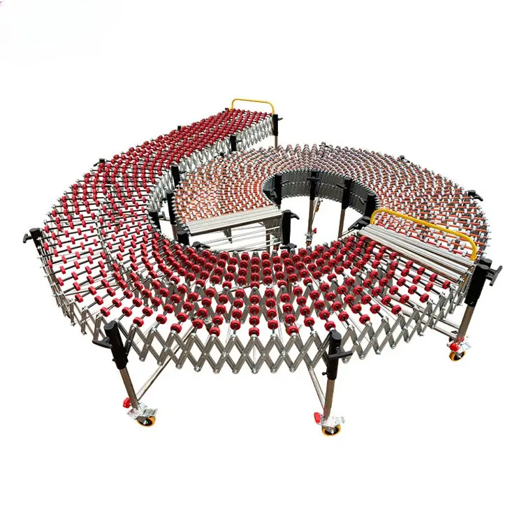 Heavy Duty Warehouse Uploading Portable Flexible Expandable Plastic Gravity Skate Wheel Roller Conveyor Flexibility