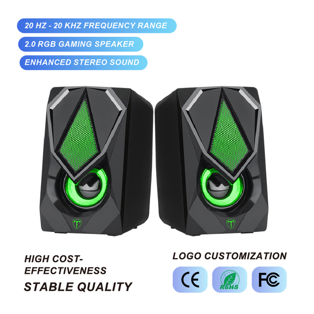 PC Computer Gaming Speakers USB Wired RGB Computer Speakers with Enhanced Stereo Colorful LED Light