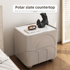 Table de <span class=keywords><strong>chevet</strong></span> en bois crème <span class=keywords><strong>scandinave</strong></span> 2025 avec rangement multifonctionnel Design de luxe moderne Installation complète sans lumière solide - Product Image 3