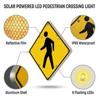 Panneau de signalisation routière à LED solaire pour la sécurité des passages piétons urbains