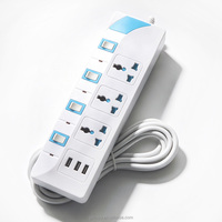 Stop Kontak Multifungsi 6-in-1 yang Aman dan Stabil, Stop Kontak Universal AC dan 3 Port USB untuk Penggunaan Sehari-hari