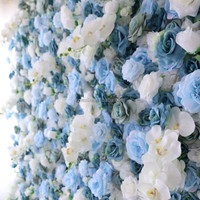 Panneau mural floral bleu rose fait main LEXI FW-040, 8 pieds x 8 pieds, toile de fond de fleurs artificielles réutilisable pour décoration de mariage, fête, événement