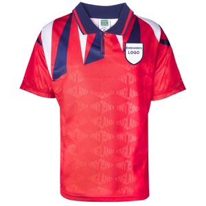 Custom Red England 1990 Inter Away Retro Soccer Jersey Factory-Supply Men's for Collar Short Fans' Wear 100% Polyester Quick - Product Image 1