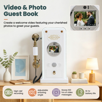 Téléphone Livre d'Or Audio-Vidéo avec Écran 3,5 Pouces 1080P HD 32 Go, Téléphone Rétro de Luxe avec Lecture Instantanée, Cadeau de Mariage