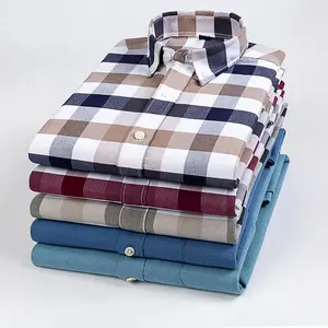 Весенне-осенняя оксфордская рубашка из 100% хлопка на заказ, деловая повседневная мужская рубашка в клетку, мужская рубашка с длинным рукавом