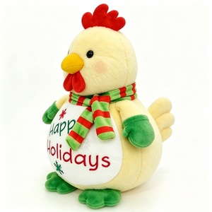Customized Christmas Rooster Plush <b>Backpack</b> <b>Holiday</b> Chicken Design with PP Cotton Filling Winter Scarf Detail 51-99cm Size - Product Image 5