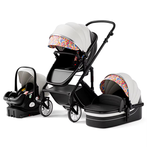 Poussette bébé de luxe de haute qualité, personnalisable, conforme à la norme EN1888-<span class=keywords><strong>2</strong></span>, <span class=keywords><strong>3</strong></span> en <span class=keywords><strong>1</strong></span>, siège <span class=keywords><strong>auto</strong></span>, légère, pliable, cadre en alliage d'aluminium, rotation universelle à 360° - Product Image 1