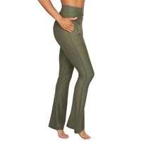 Pantalon de yoga évasé pour femme, taille pliable, froncé avec poches latérales, doux, extensible, pour l'entraînement et le fitness – Grande Vente