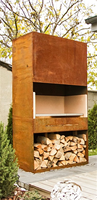 Corten – foyer extérieur extra large en acier, en fonte, chauffages à bois, biocheminée, cheminée écologique
