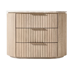 Mesita de noche moderna Vintage para el hogar, 3 cajones en el pecho, mesitas de noche superiores de mármol de madera de roble Natural, muebles inteligentes para la vida del Hotel - Product Image 5