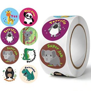 Adesivi Personalizzati Fai-da-Te, Rotoli di Adesivi Motivazionali con Animali Cartoon per Incoraggiamento nei Classi per Bambini - Product Image 2