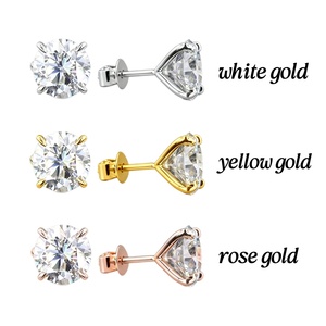 Boucles d'oreilles classiques en or massif 18 carats avec diamants de laboratoire taille brillant rond 0,5 carat pour femme, idéales pour cadeaux, fêtes et fiançailles - Product Image 4