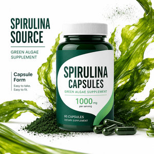Suplemento de Espirulina de Alta Calidad con Certificación ISO22000/HACCP/GMP/HALAL, Extracto de Espirulina Verde Orgánica en Cápsulas Azules, Mejora la Salud - Product Image 2