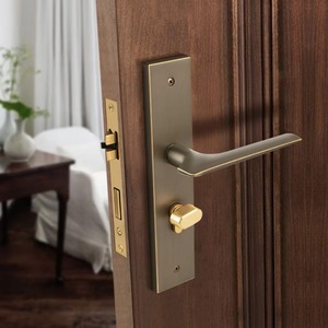 Serrures et poignées de porte intérieures en bois à levier avec grande poignée, prix compétitif, pour salle de bain - Product Image 5