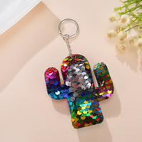 Porte-clés réversibles en sequins scintillants de dessin animé flamant rose pour décorations de sacs
