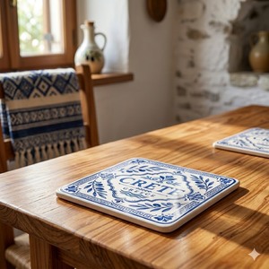 Sous-verres en céramique personnalisés écologiques imprimés UV, vente en gros uniquement, souvenirs de <span class=keywords><strong>Crète</strong></span>, sous-verres à thé - Product Image 1