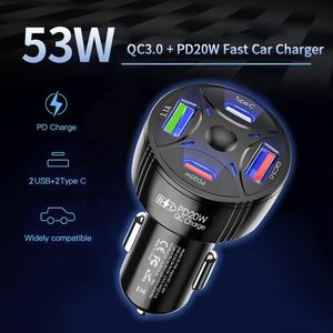 <span class=keywords><strong>53W</strong></span>急速充電式Qcスーパーデュアル3.1a電圧計急速充電式スマートバッテリー<span class=keywords><strong>12v</strong></span> 3.0 USBカーチャージャー - Product Image 3