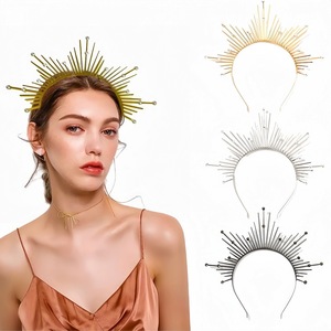 <span class=keywords><strong>Serre</strong></span>-têtes en <span class=keywords><strong>métal</strong></span> style bohème vintage éco-responsables pour femmes, costume de déesse du soleil pour Halloween, pour fêtes costumées - Product Image 2