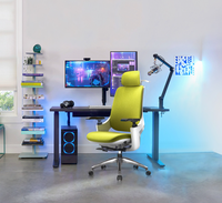 Chaise de bureau ergonomique GAOSHENG GT1-WOO-C à dossier moyen, certifiée BIFMA, en maille verte, réglable en hauteur, avec siège coulissant