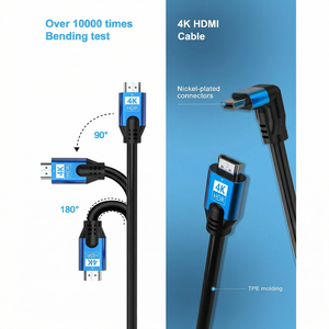 Câble HDMI haute qualité à 90 degrés, prend en charge la <span class=keywords><strong>4K</strong></span>, la 3D, l'ARC et le transfert <span class=keywords><strong>Ethernet</strong></span> jusqu'à 18 Gbit/s <span class=keywords><strong>pour</strong></span> ordinateur, téléviseur, moniteur, projecteur - Product Image 2