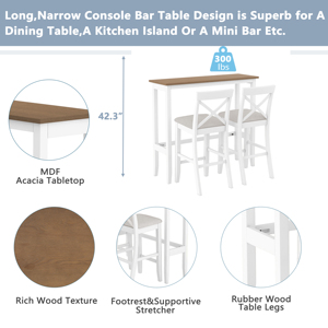 Juego de <span class=keywords><strong>Mesa</strong></span> Alta Moderna de Madera Maciza Resistente con 2 Sillas Tipo <span class=keywords><strong>Barril</strong></span> para Cafetería, Cocina o Desayunador - Product Image 5