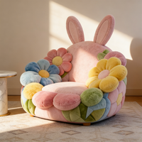 Fauteuil individuel de luxe en forme de lapin de dessin animé, fauteuil d'appoint à motif floral, rembourré en mélange de coton, pour salon, salle de jeux, décoration de meubles