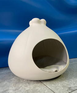 Minimalist <b>Cute</b> Bud Sculpture <b>Cat</b> Cave Solid Color Enclosed <b>Cat</b> Bed Soft Cushion Living Room Decor Pet House - Product Image 3