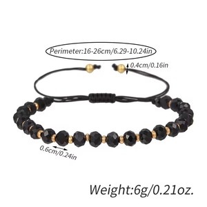 Pulsera de Moda Boho Ajustable con Cuentas de Cristal Negro y Correa Trenzada para Mujer, Accesorio de Joyería - Product Image 2