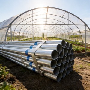 Tuyau rond en acier galvanisé à chaud ASTM A53 BS 1387, <span class=keywords><strong>tube</strong></span> rond GI pour la construction de serres, service de découpe sur mesure - Product Image 2