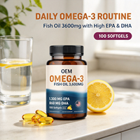 Capsules d'huile de poisson oméga 3 OEM 3600 mg EPA 432 mg DHA 288 mg saveur citron, complément alimentaire en marque blanche