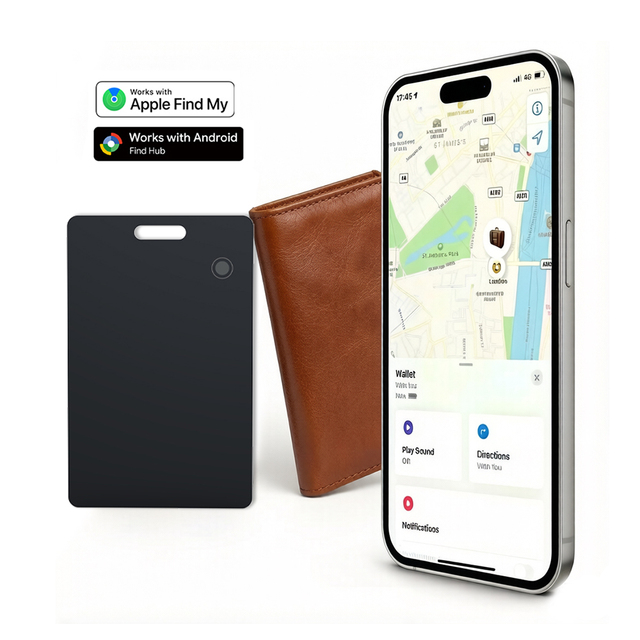 Dual System Find My Device Card Wallet Tracker Card for Apple Find My & Google Android