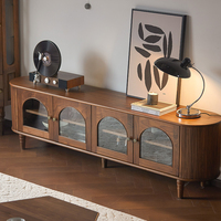 Lemari TV Gaya Mid Century Amerika dari Kayu Walnut Hitam Amerika Utara dengan Laci Penyimpanan untuk Ruang Tamu