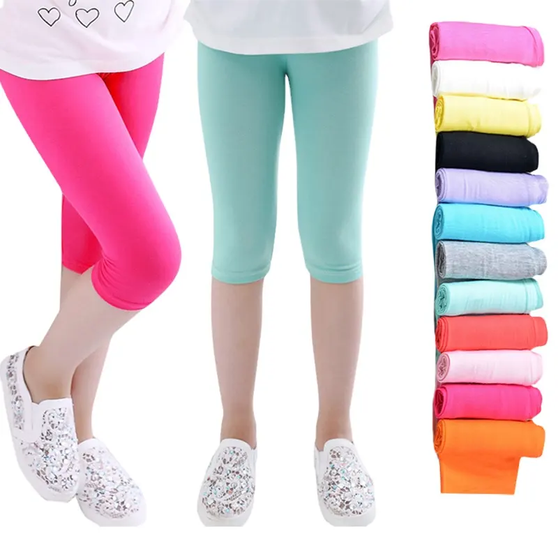 3-10years Girls Knee Length Kid Five Pants Candy Color Children Cropped Clothing Spring-Summer All-matches Bottoms Leggings