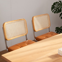 Meubles de maison en rotin naturel noir, chaise de salle à manger avec bras