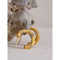 JINYOU – boucles d'oreilles créoles en acier inoxydable pour femme, bijoux de marque, Texture délicate, pavé de Zircon cubique, or, breloques, 1962